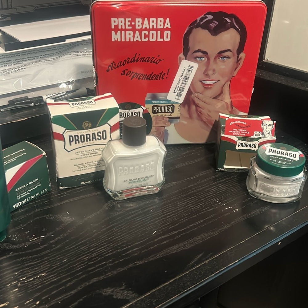 Proraso Men's Shaving Kit Tin - Pre-Shave Cream- Shaving Cream -After Shave Balm